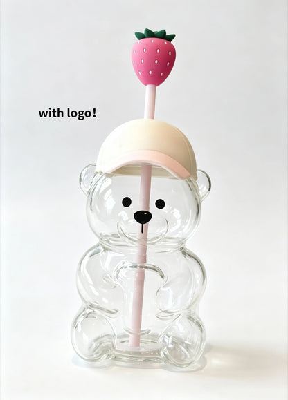 Bearista Bear Glass Tumbler 591ml (20oz) | Lid & Straw
