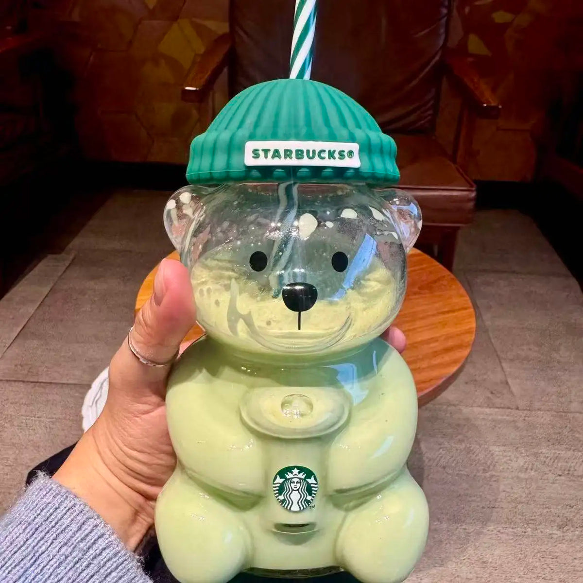 Bearista Bear Glass Tumbler 591ml (20oz) | Lid & Straw
