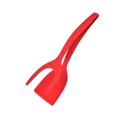 2 in 1 Spatula Tongs Kitchen Turner Non Stick Egg Pancake Fish Flipper