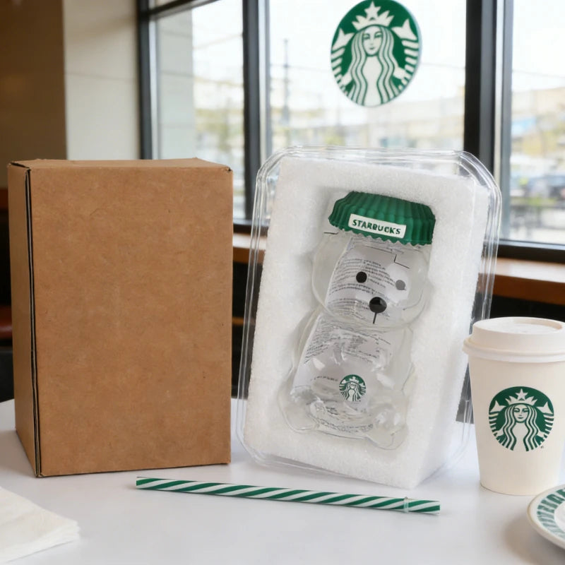 Bearista Bear Glass Tumbler 591ml (20oz) | Lid & Straw