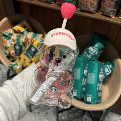 Bearista Bear Glass Tumbler 591ml (20oz) | Lid & Straw