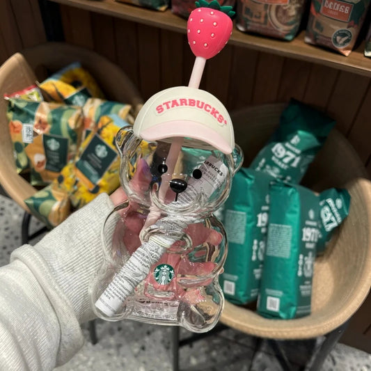 Bearista Bear Glass Tumbler 591ml (20oz) | Lid & Straw