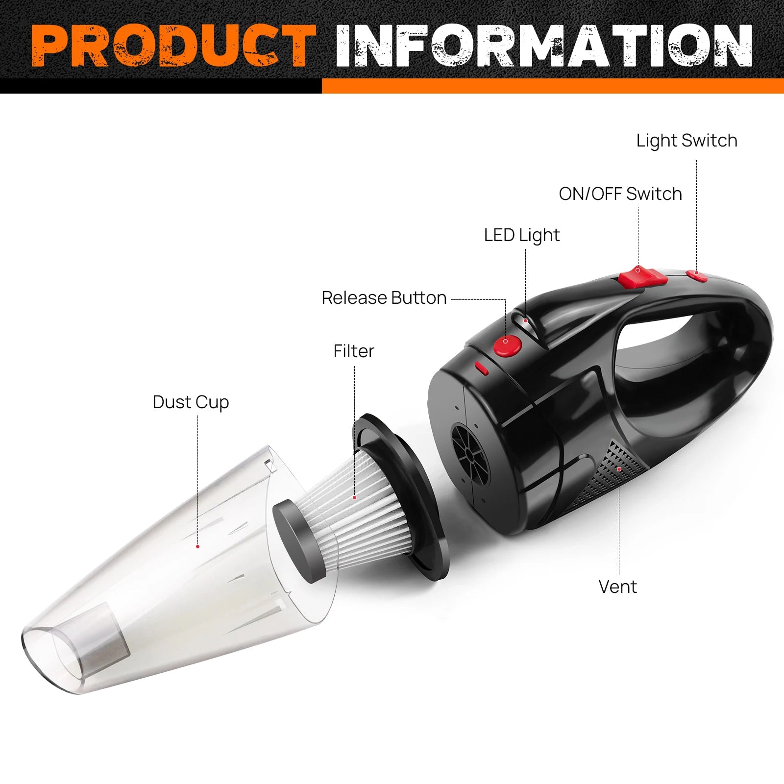 Powerful Car Vacuum Cleaner Cordless Wet/Dry Strong Suction Handheld Cleaning UK